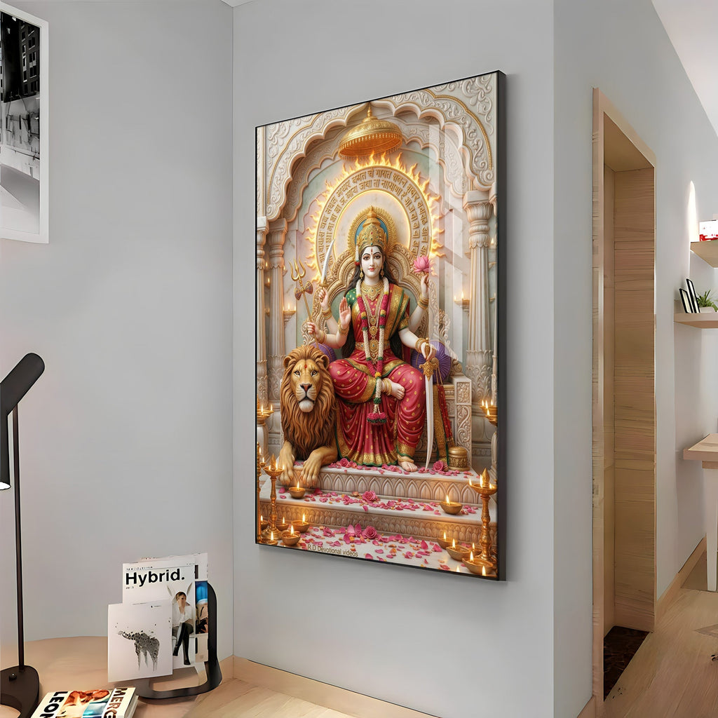 Maa Durga Premium Acrylic Vertical Wall Art