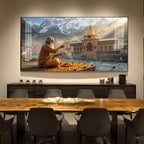 Divine Badrinath Dham Glass Finish Horizontal Wall Art