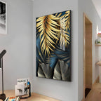 Tropical Golden Leafs Premium Acrylic Vertical Wall Art