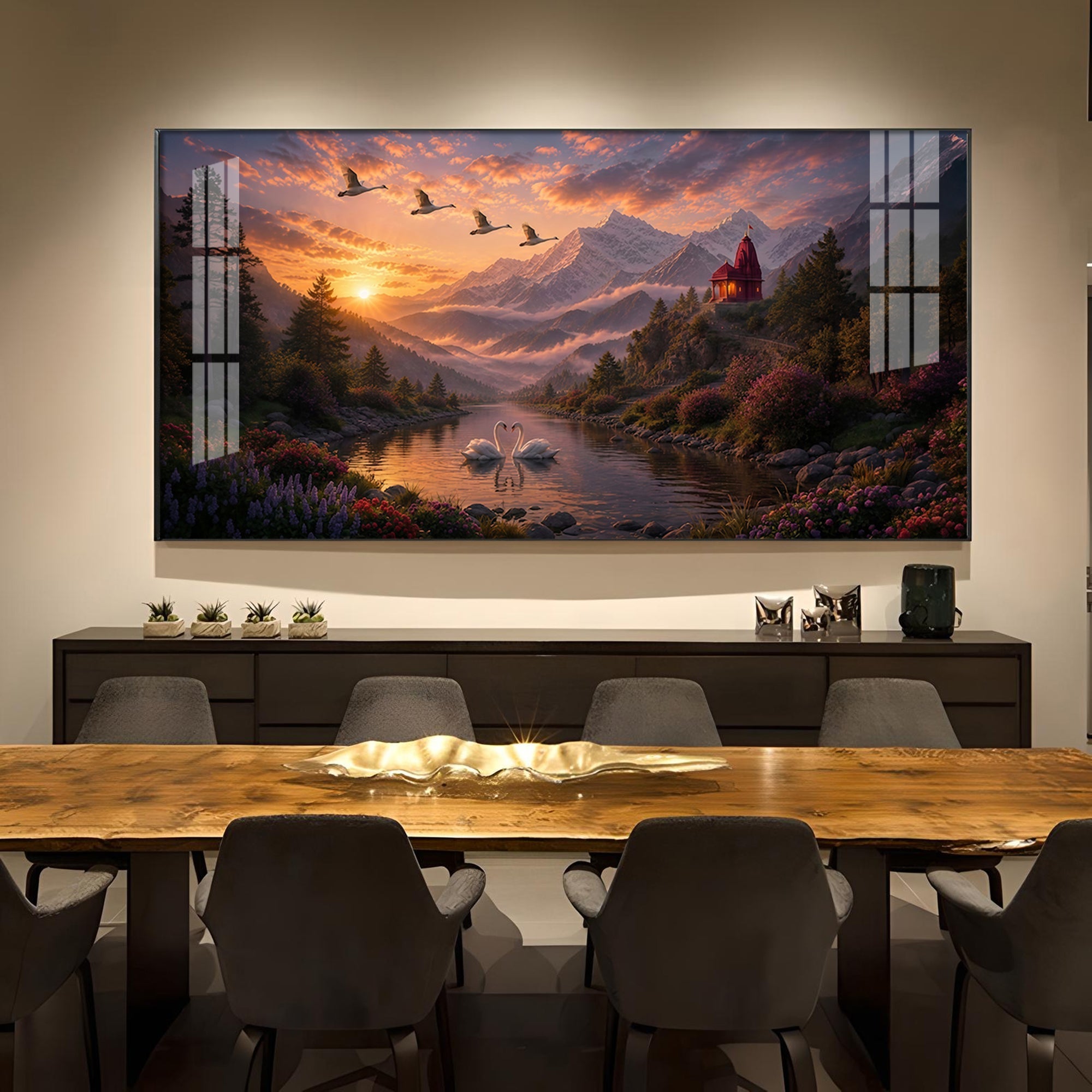 Vibrant Sunrise Glass Finish Horizontal Wall Art