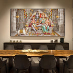 Shiv Parivar Glass Finish Horizontal Wall Art