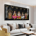 Venkateswara, Lakshmi, Ganesha, Saraswati & Murugan Premium Acrylic Horizontal Wall Art