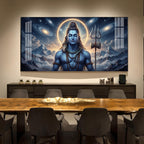Mediating Bhole Nath Glass Finish Horizontal Wall Art