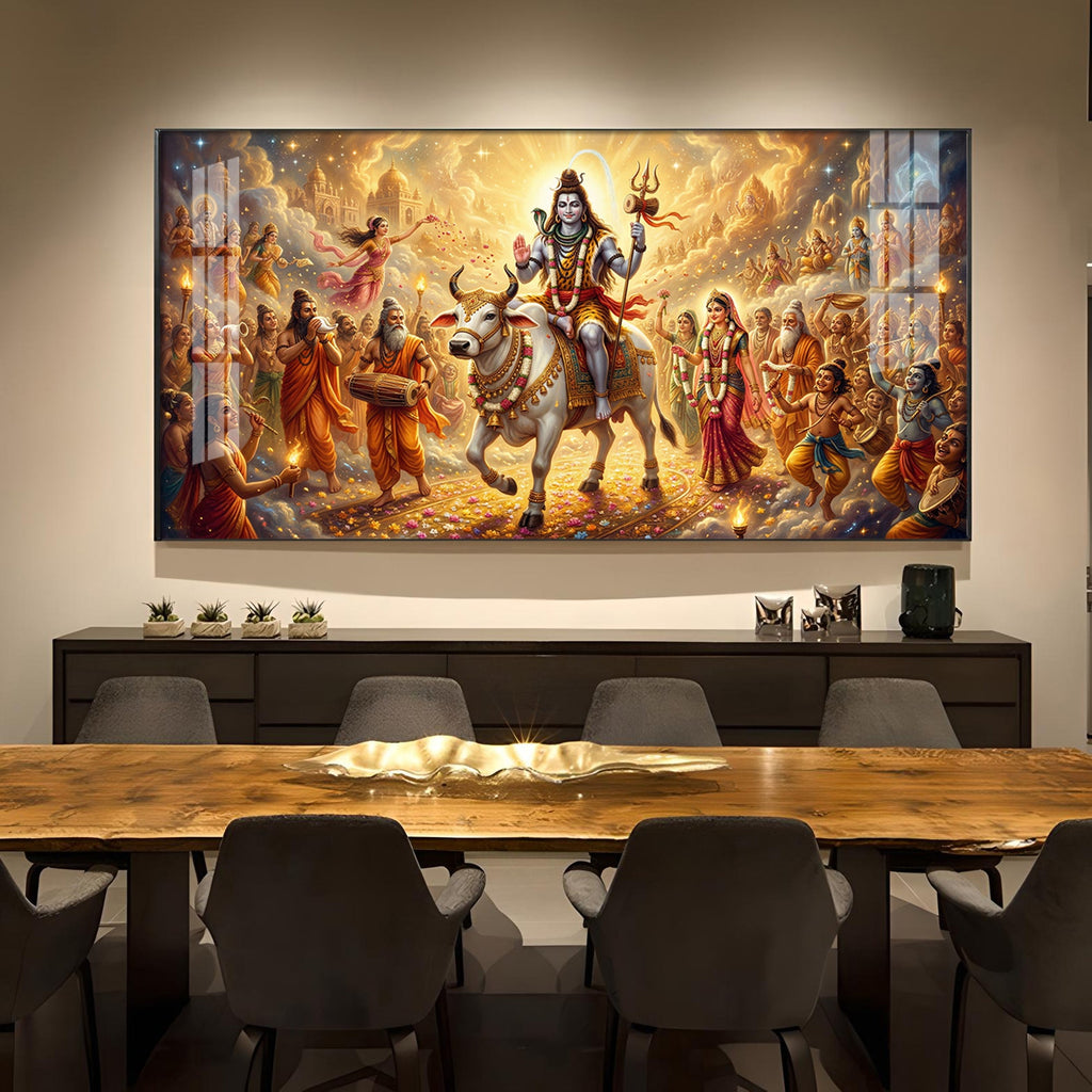 HC HC Mahadev Shambhu Glass Finish Horizontal Wall Art