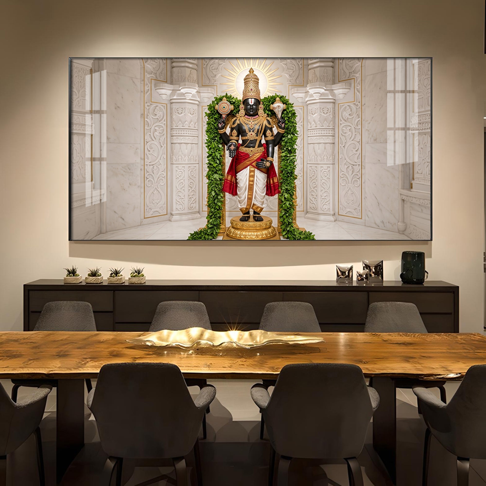 Lord Venkateswara Glass Finish Horizontal Wall Art