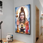 Lord Shiv Parvati ,Ganesha With Shivling Premium Acrylic Vertical Wall Art