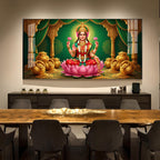Lakshmi Mata Glass Finish Horizontal Wall Art
