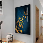 Beautiful Gold Fishes In Ocean Premium Acrylic Vertical Wall Art