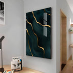 Golden Wave Fusion Premium Acrylic Vertical Wall Art