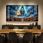 Bhole Baba Mahadev Glass Finish Horizontal Wall Art