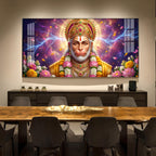 Hanuman Ji Glass Finish Horizontal Wall Art