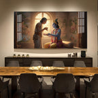 Shree Krishna With Sudama Ji Glass Finish Horizontal Wall Art