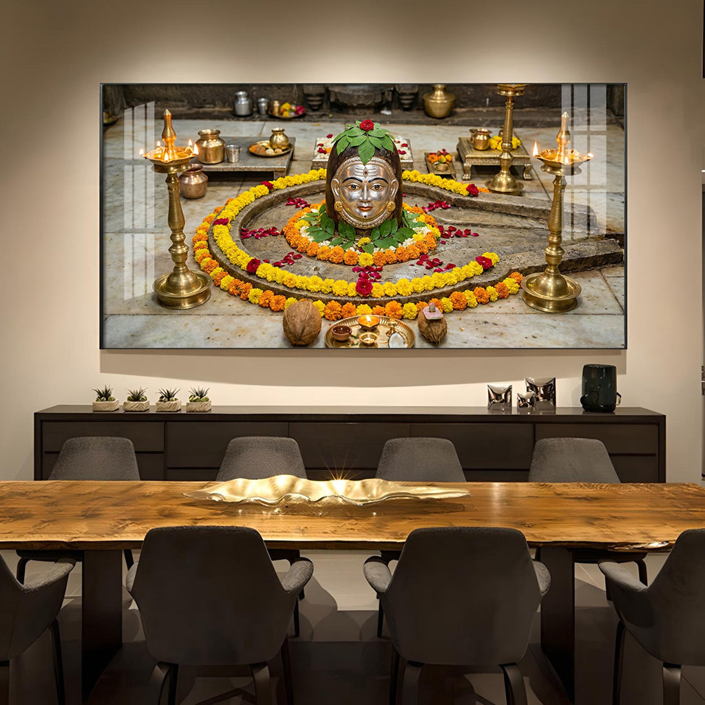 Trimbakeshwar Jyotirlinga Glass Finish Horizontal Wall Art