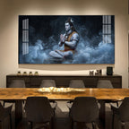 Lord Shiva In A Deep Meditative State Glass Finish Horizontal Wall Art