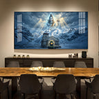 Mahadev In Kedarnath Glass Finish Horizontal Wall Art