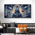 Mediating Bhole Nath Glass Finish Horizontal Wall Art