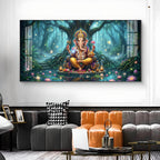 Lord Ganesh Divine Aura Glass Finish Horizontal Wall Art