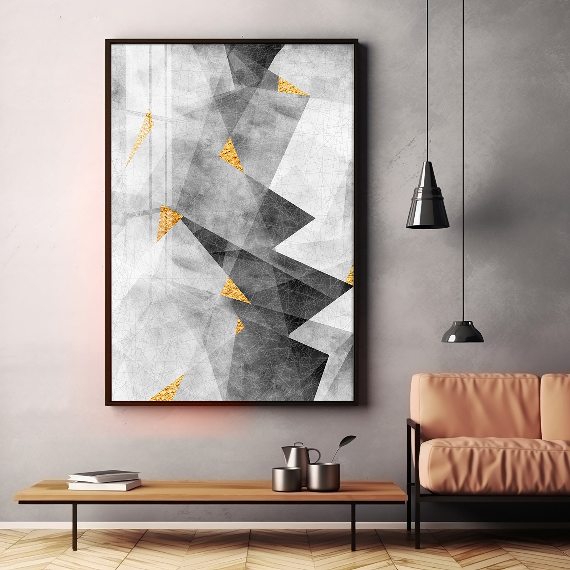 Triangular Opulence Premium Acrylic Vertical Wall Art