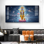 Vishnu Bhagwan Divine Universe Glass Finish Horizontal Wall Art