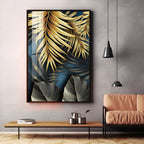 Tropical Golden Leafs Premium Acrylic Vertical Wall Art