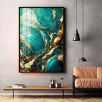 Golden Vein Elegance Premium Acrylic Vertical Wall Art