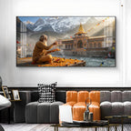 Divine Badrinath Dham Glass Finish Horizontal Wall Art