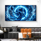 Depicts Lord Hanuman Glass Finish Horizontal Wall Art
