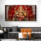 Hindu Devotional Ganpati Bappa Glass Finish Horizontal Wall Art