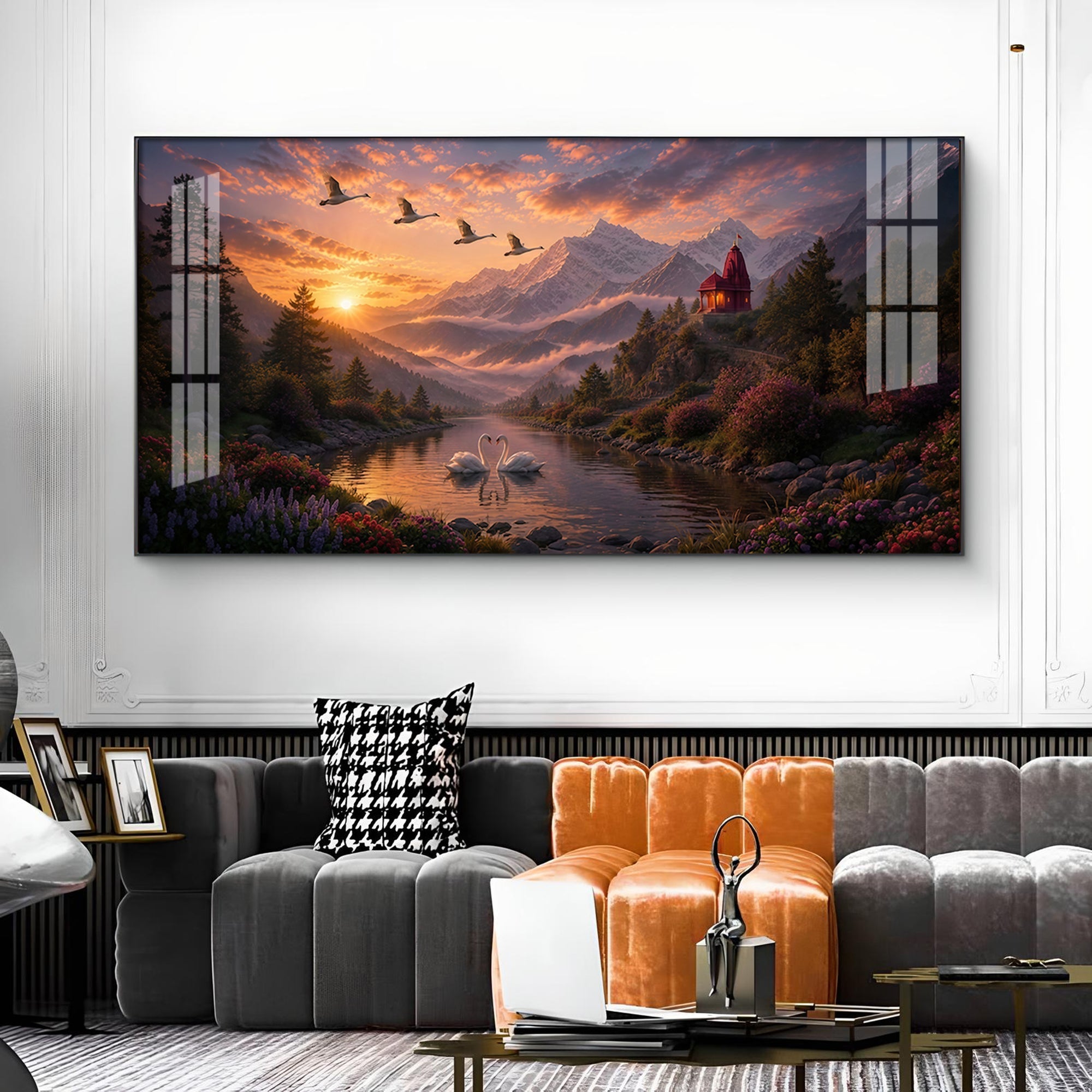 Vibrant Sunrise Glass Finish Horizontal Wall Art
