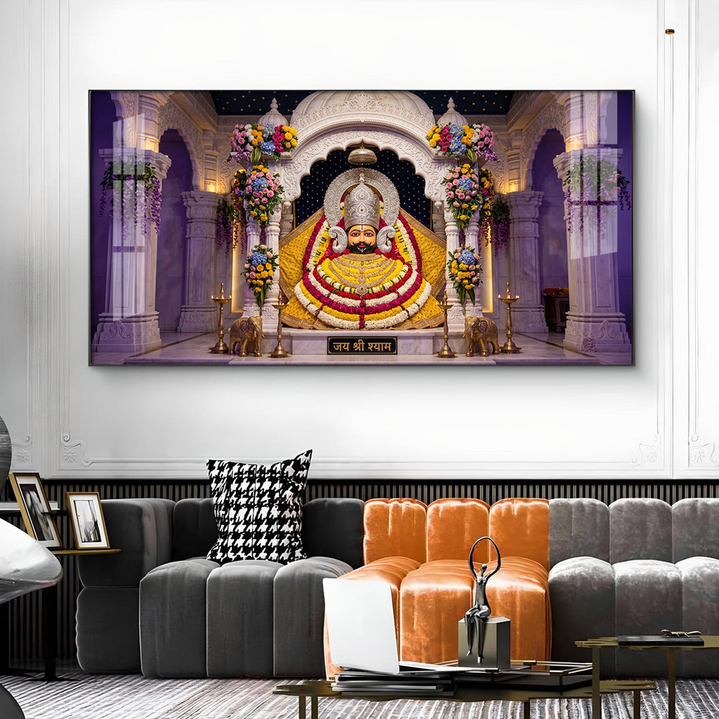 Lord Khatu Shyam ji Glass Finish Horizontal Wall Art