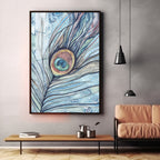 Abstract Peacock Feather Premium Acrylic Vertical Wall Art