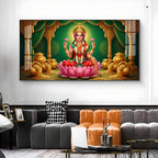 Lakshmi Mata Glass Finish Horizontal Wall Art