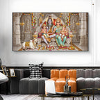 Shiv Parivar Glass Finish Horizontal Wall Art