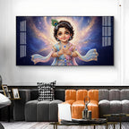 Little Krishna Glass Finish Horizontal Wall Art