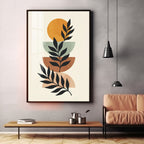 Stacked Bohemian Design With Leaf Premium Acrylic Vertical Wall Art
