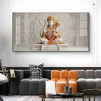 Lord Hanuman Glass Finish Horizontal Wall Art