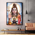 Lord Shiv Parvati ,Ganesha With Shivling Premium Acrylic Vertical Wall Art