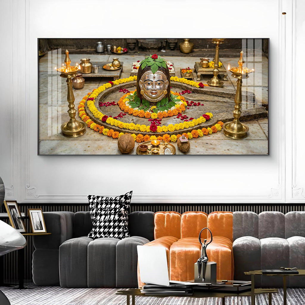 Trimbakeshwar Jyotirlinga Glass Finish Horizontal Wall Art