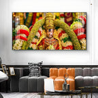 Goddess Meenakshi Amman Glass Finish Horizontal Wall Art