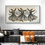 Sufi Whirling Dervishes Dance Glass Finish Horizontal Wall Art