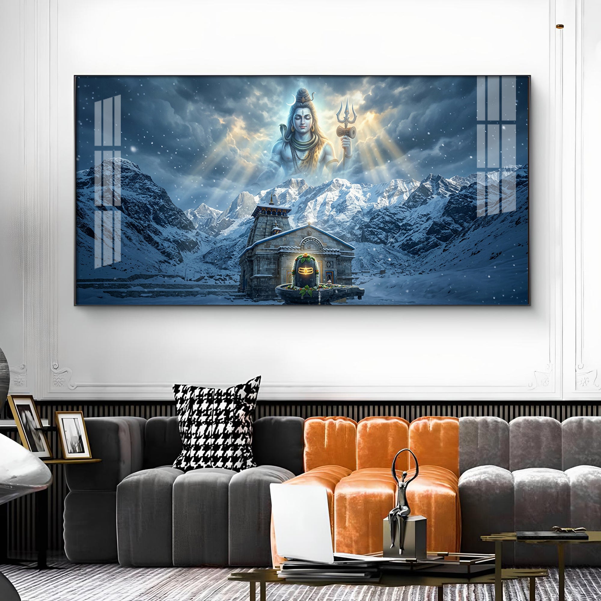Mahadev In Kedarnath Glass Finish Horizontal Wall Art