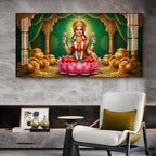 Lakshmi Mata Glass Finish Horizontal Wall Art