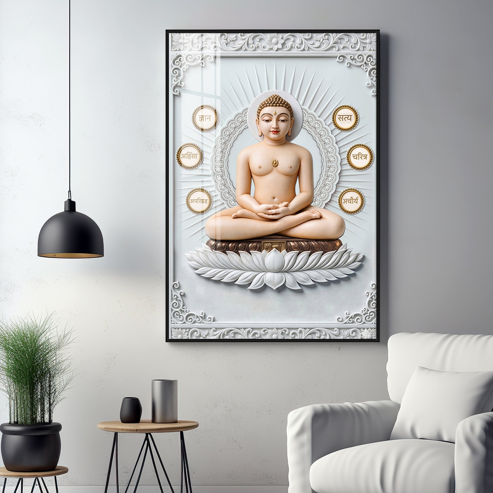 God Mahavir Jain Premium Acrylic Vertical Wall Art