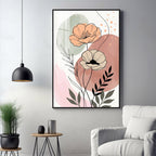 Floral Line & Geometric Shapes Premium Acrylic Vertical Wall Art
