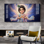 Little Krishna Glass Finish Horizontal Wall Art
