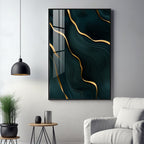 Golden Wave Fusion Premium Acrylic Vertical Wall Art