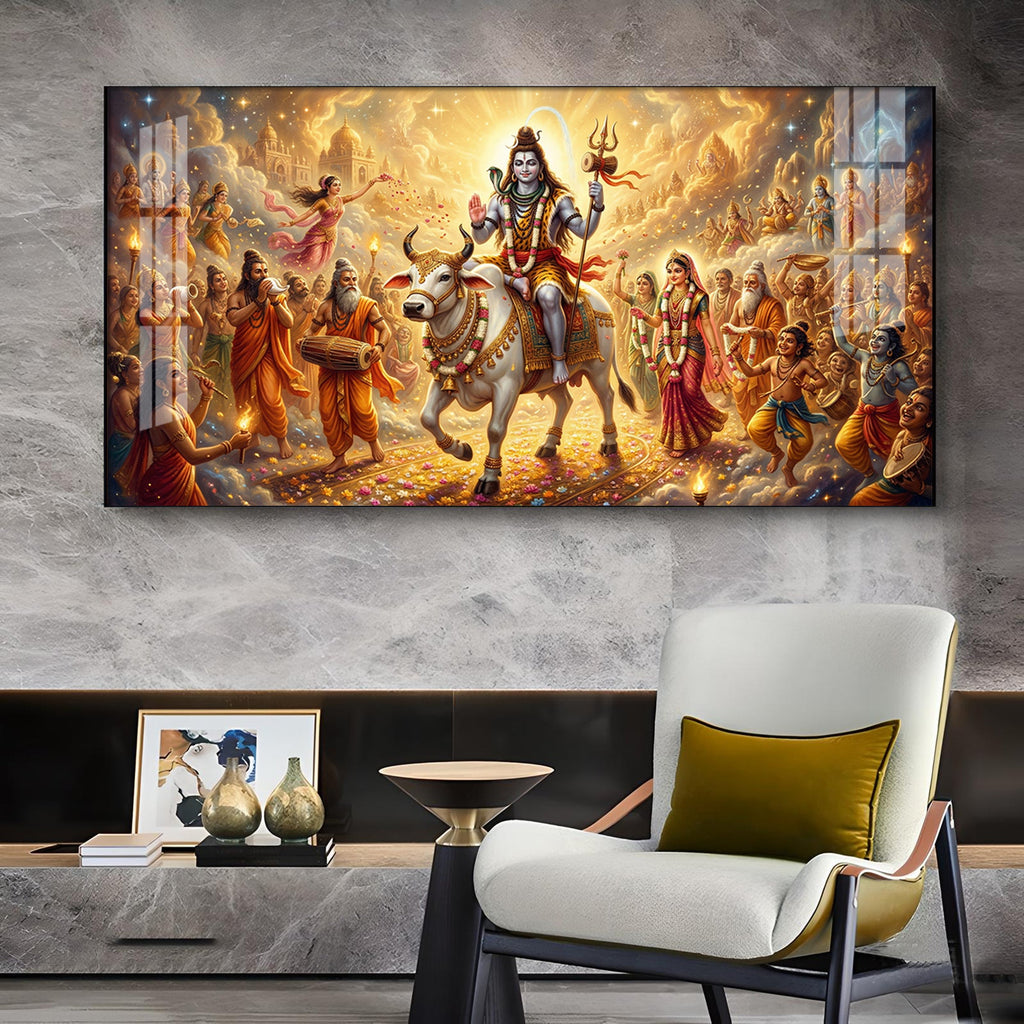 HC HC Mahadev Shambhu Glass Finish Horizontal Wall Art