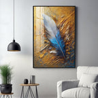 White & Blue Grace Of Leaf Premium Acrylic Vertical Wall Art