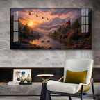 Vibrant Sunrise Glass Finish Horizontal Wall Art