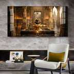 Shivling Temple Mystical Presence Glass Finish Horizontal Wall Art